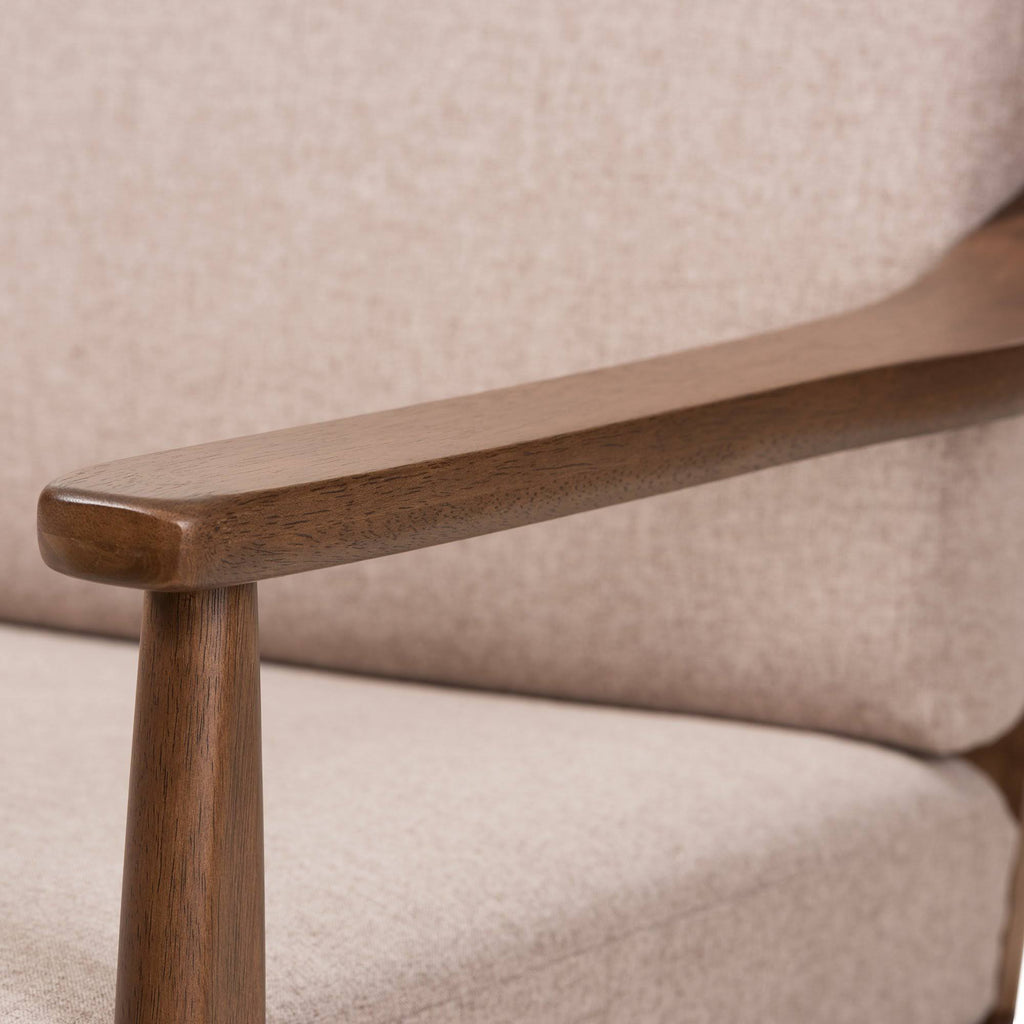 Light Brown Wood 2-Seater Loveseat O55109