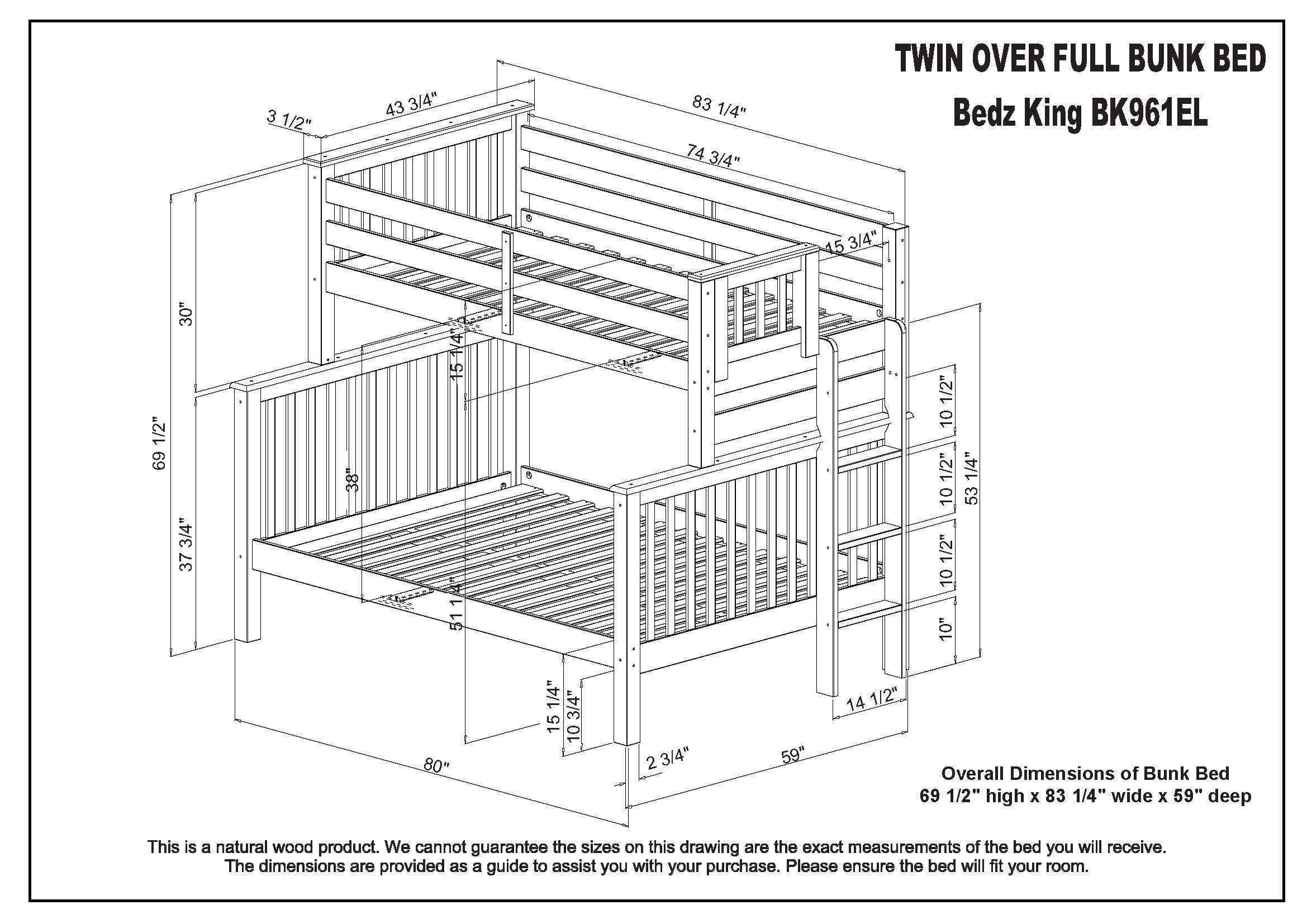 Gray Twin over Full Bunk Beds with End Ladder and Trundle G6538