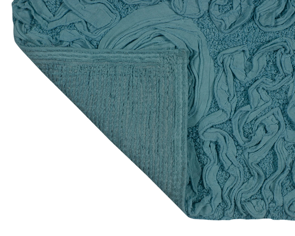 Blue 22" Round Cotton Bathroom Rug P383360