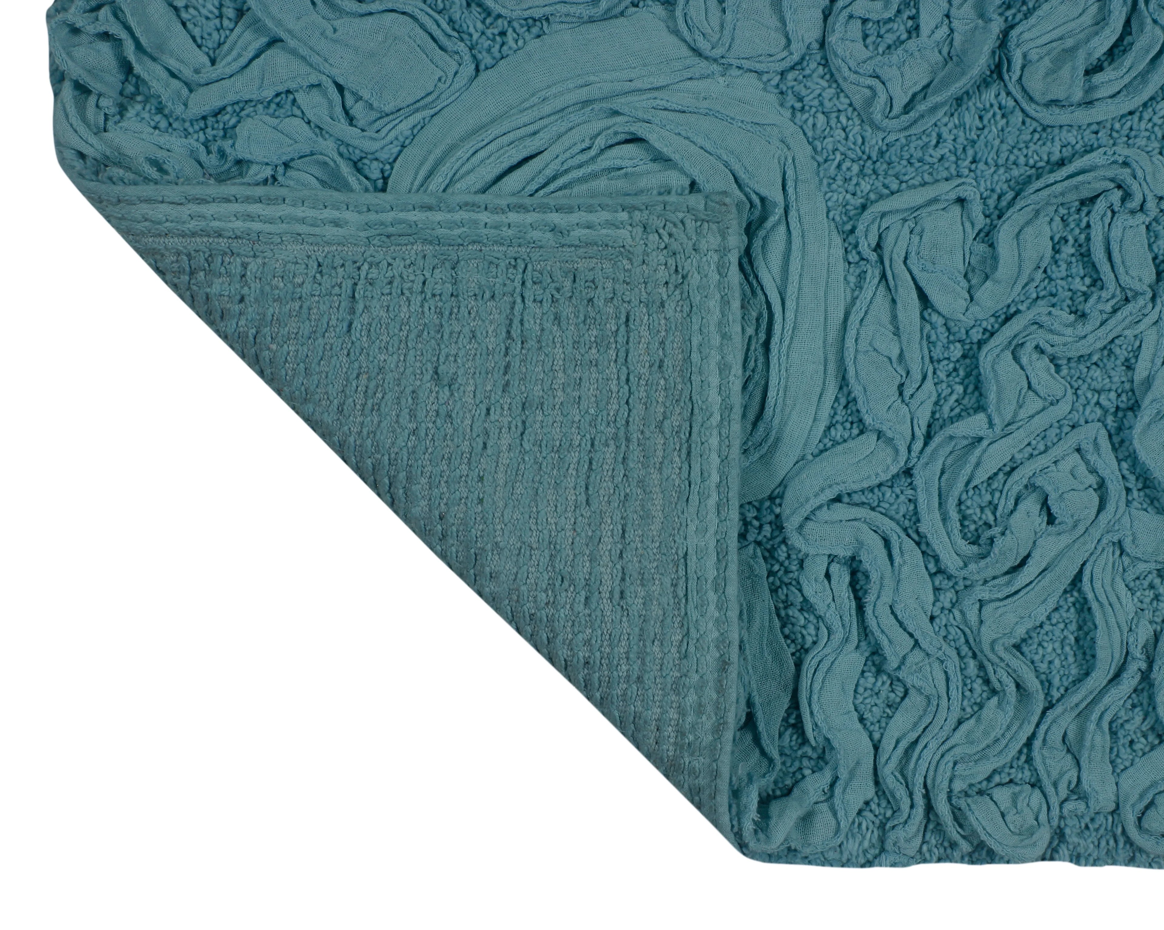 Blue 22" Round Cotton Bathroom Rug P383360