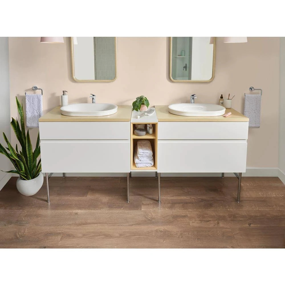 White Double Drawer Bath Vanity Cabinet I5500