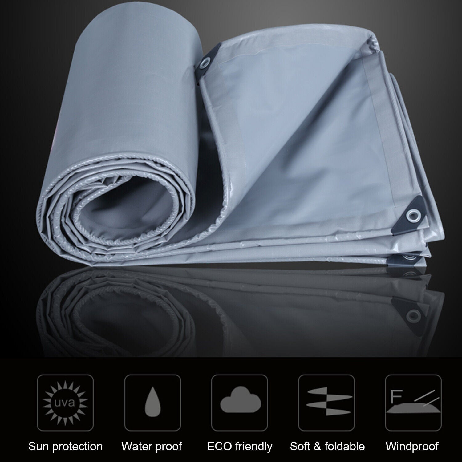 3*5 Meter Grey Waterproof PVC Tarpaulin Canopy Cover V86008