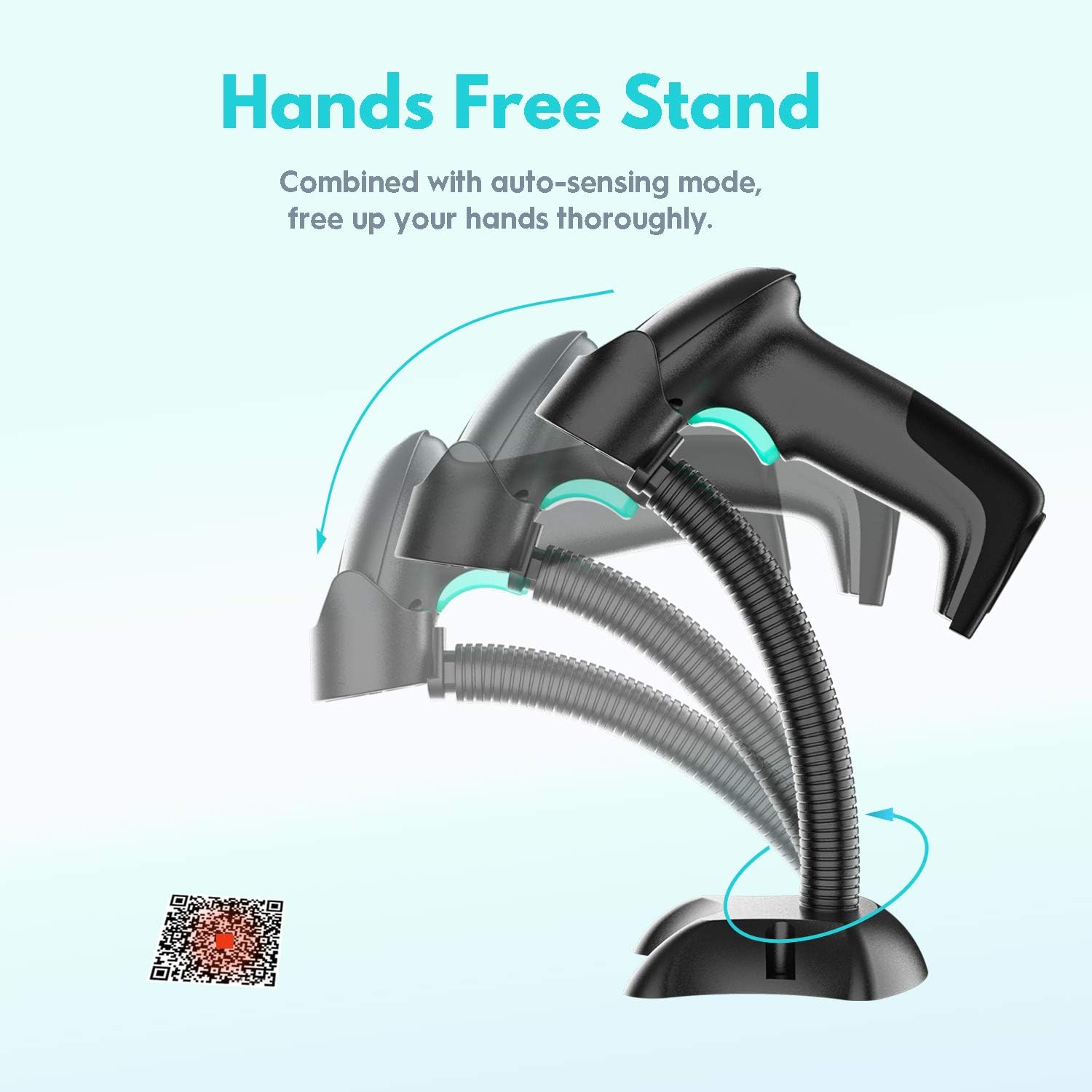 Wireless 2D Barcode Scanner with Stand, USB Cordless Bar Code Reader K7479