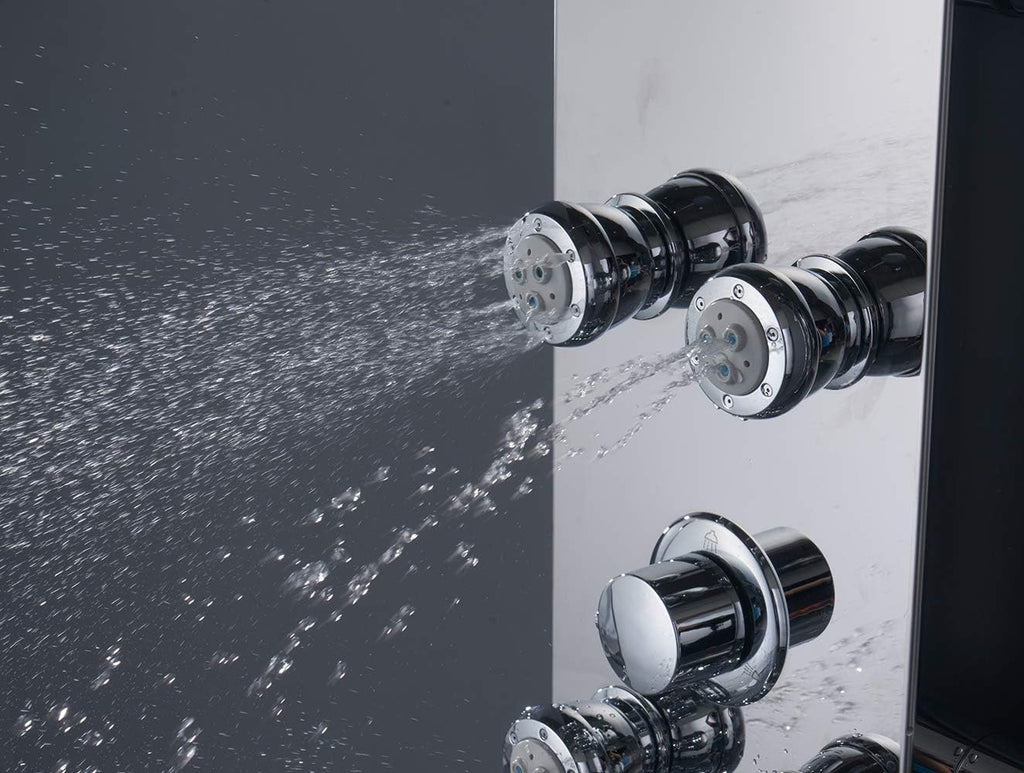 #304 Stainless Steel Shower Panel with LED Temperature Display and 6 Nozzles Q368