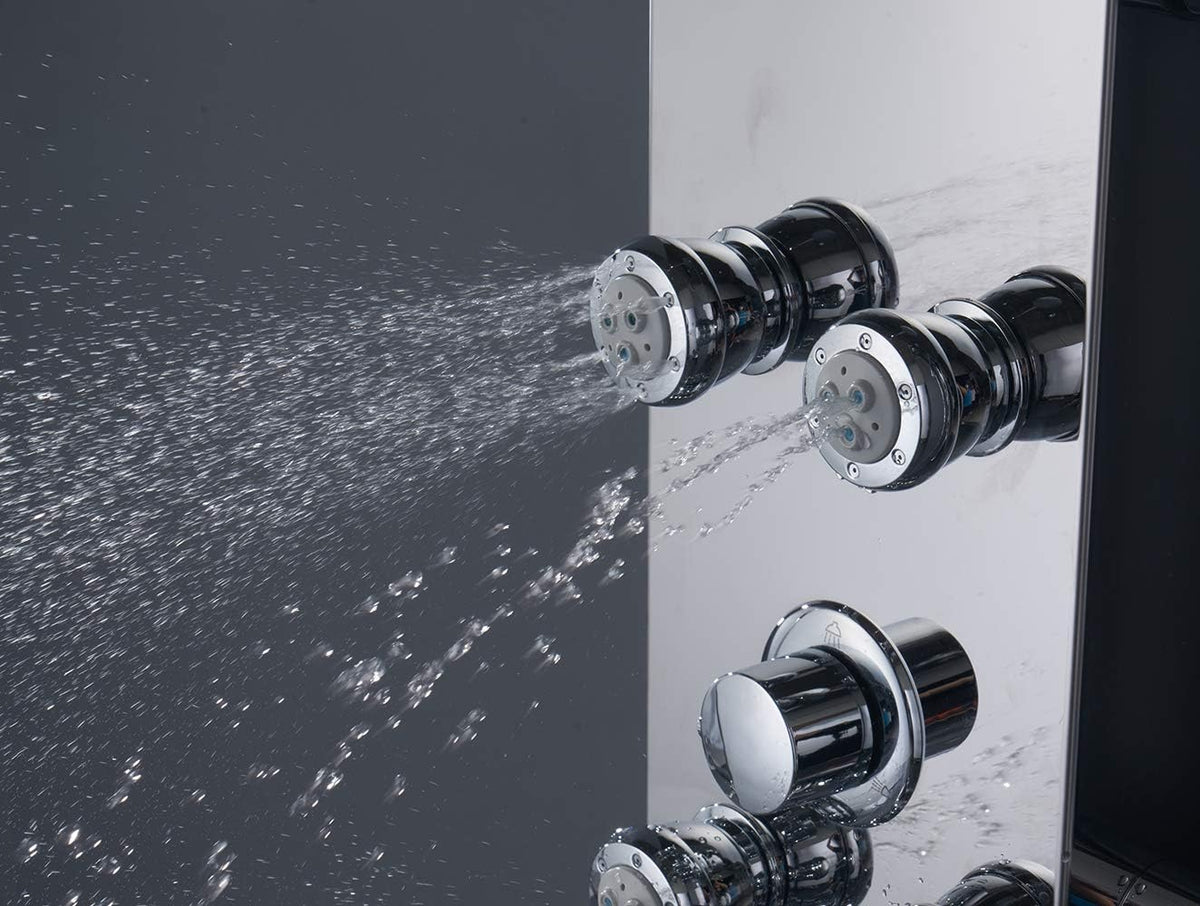 #304 Stainless Steel Shower Panel with LED Temperature Display and 6 Nozzles Q368