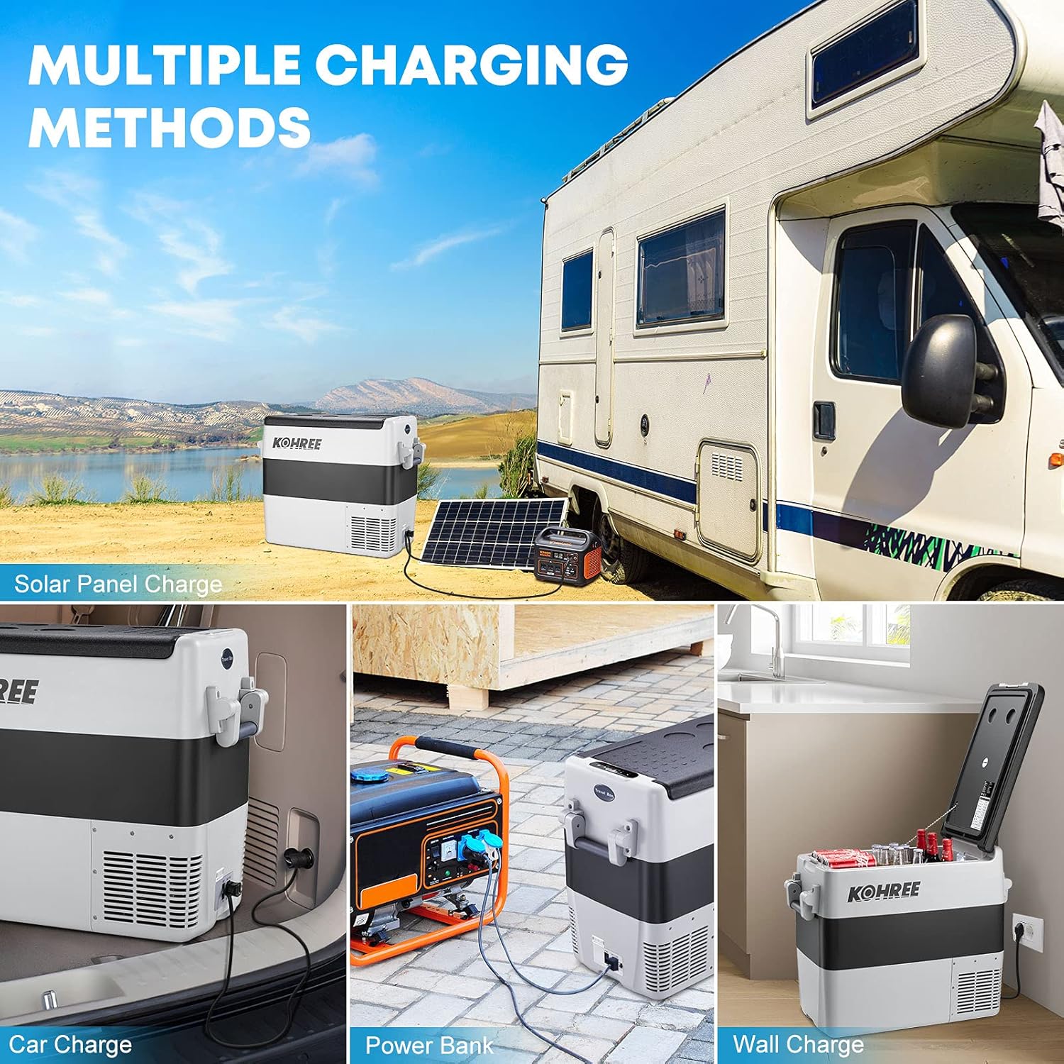 12 Volt Portable Car Fridge 53 Quart Dual Zone Freezer N5821