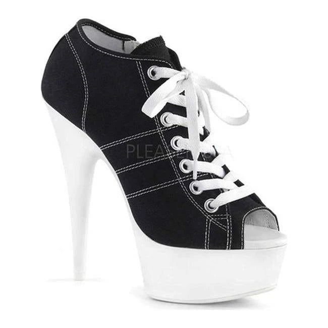 11 Black Canvas Neon White Heels X793597