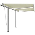 Cream Manual Retractable Awning with LED 118.1"x98.4" A6923