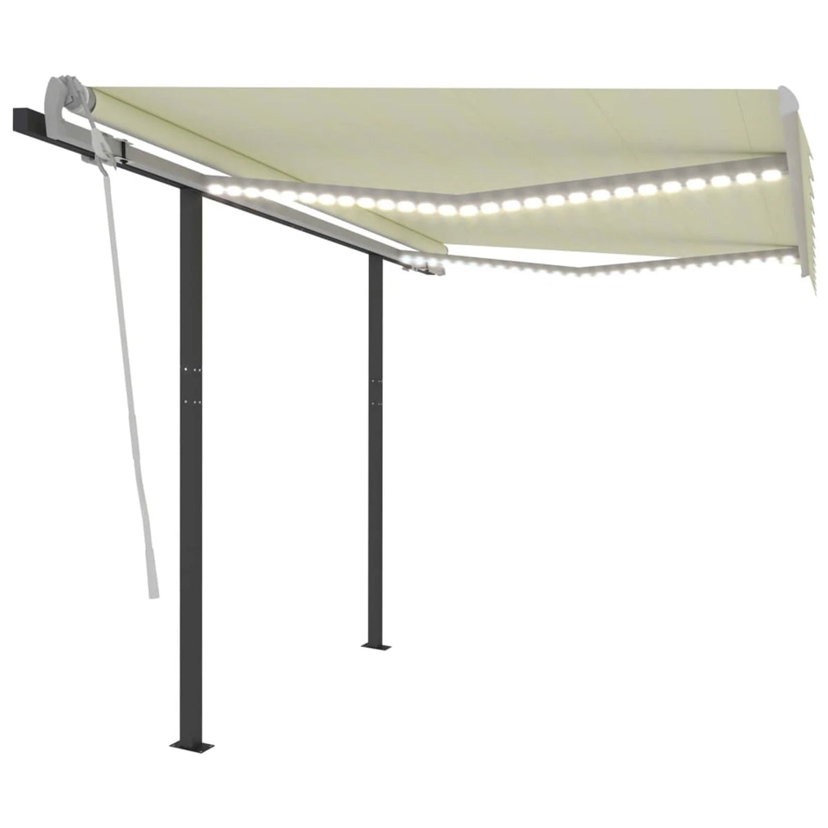 Cream Manual Retractable Awning with LED 118.1"x98.4" A6923
