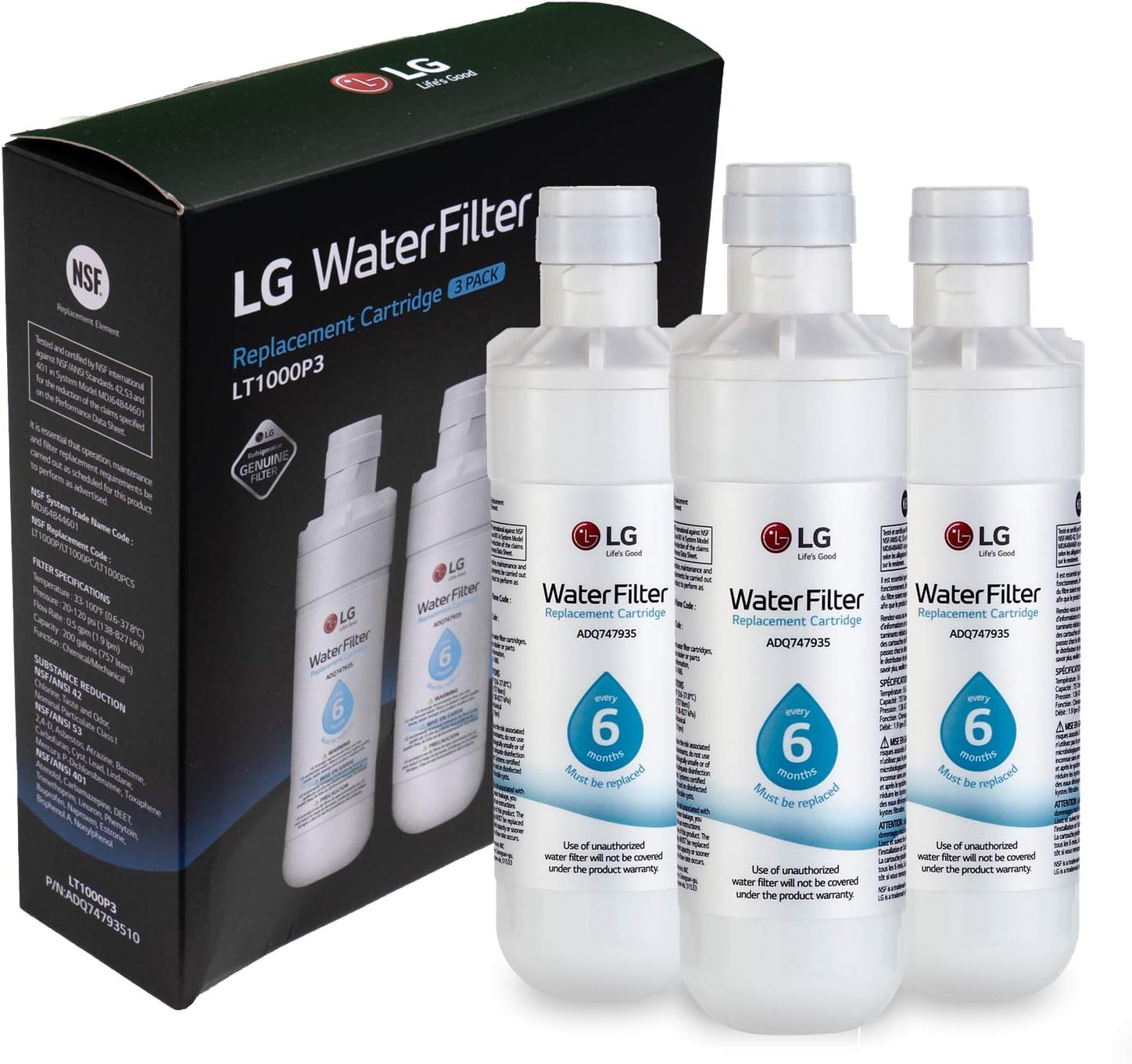 Refrigerator Replacement Water Filter, 3 Count J69403