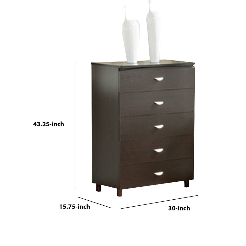 Dark Brown Finish 5 Drawer Chest Y947821