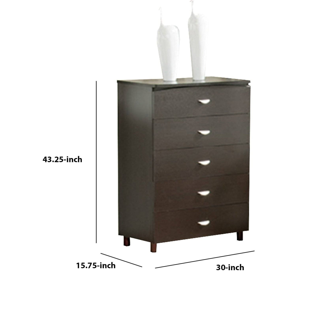 Dark Brown Finish 5 Drawer Chest Y947821