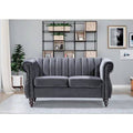 Black Velvet Rolled Arm Chesterfield Loveseat E592248