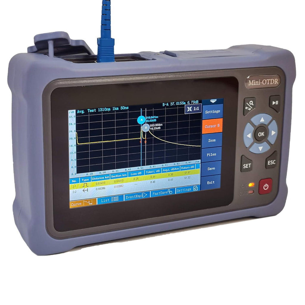 Single Mode OTDR 1310/1550nm 26/24dB 4.3 inches Touch Screen Optical Network Tester with FC/UPC-FC/APC-SX Connector F95103