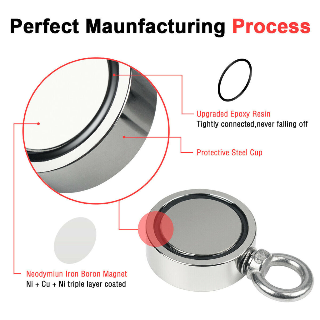 Double Side Neodymium Fishing Magnet Kit with Rope and Carabiner Z446