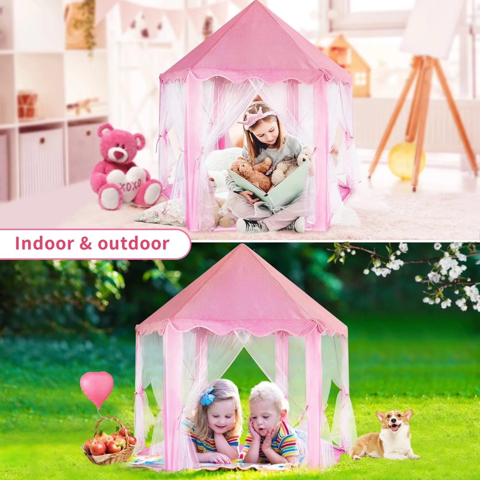 Castle Princess Tents with Lights, Kids Tents for Indoor and Outdoor Play Z181