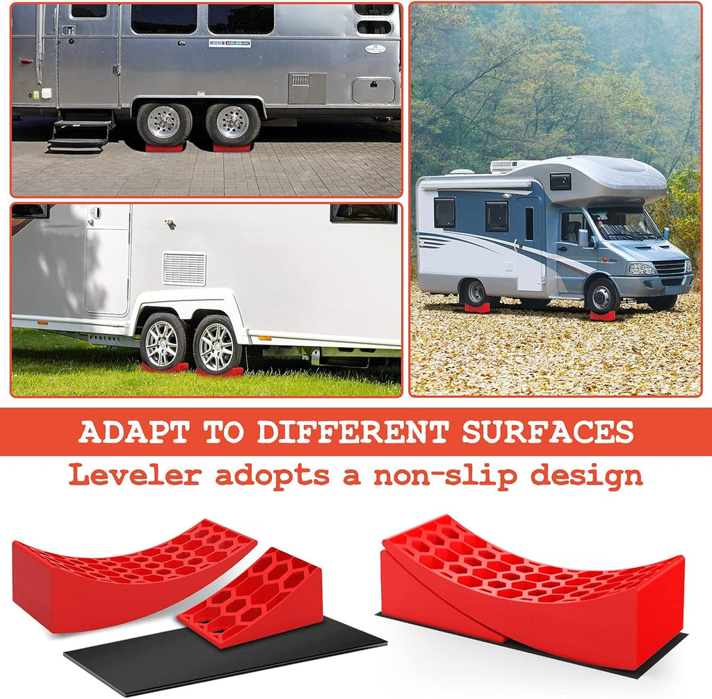 RV Leveling Blocks Kit with Curved Levelers and Chocks L135