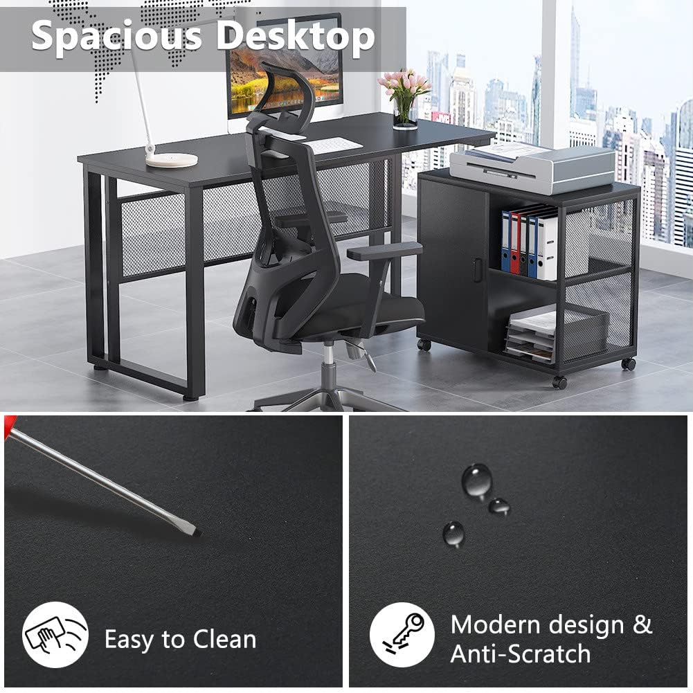 L-Shaped Computer Desk with File Cabinet M94470