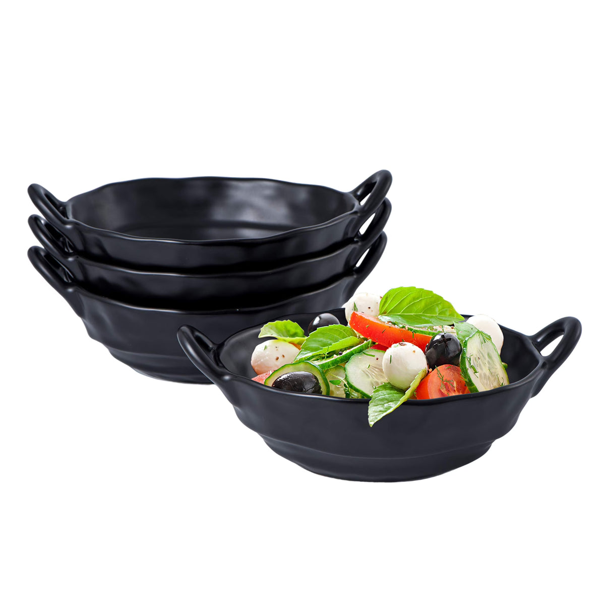 Black Ceramic Matte Glazed Bowls Set of 4 W112210