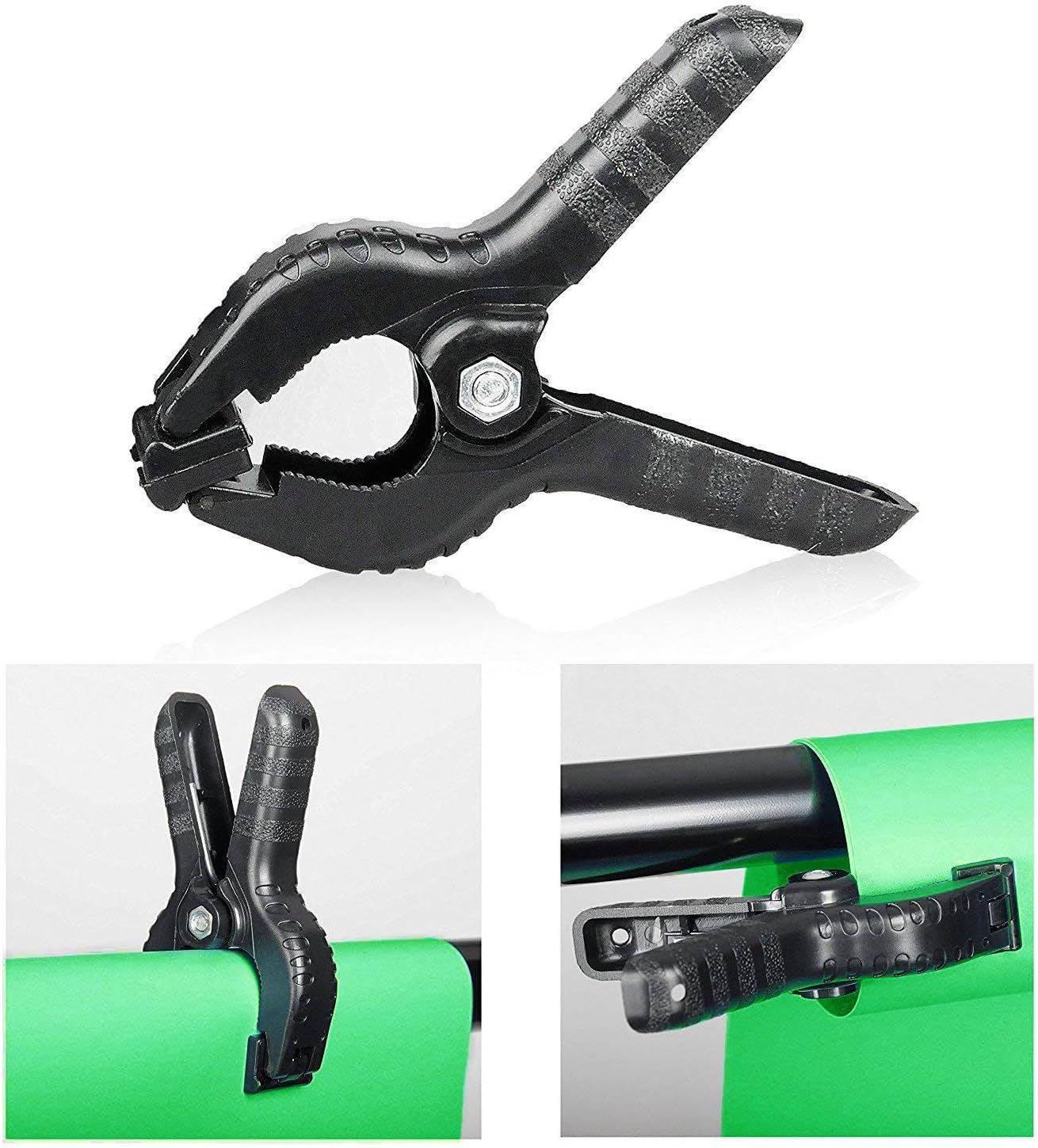 Photo Background Support System with Backdrop Stand Kit, 100% Pure Muslin 6.5 Ft x 10 Ft Chromakey Green Screen Backdrop, Clamp, Carry Bag P119464