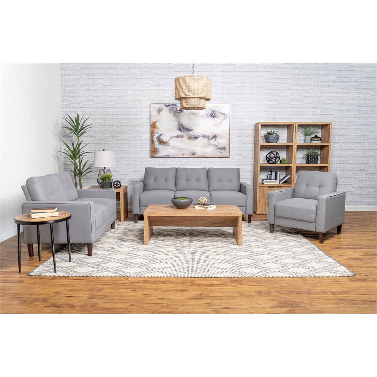Gray Upholstered Fabric Sofa with Track Arms Q213397