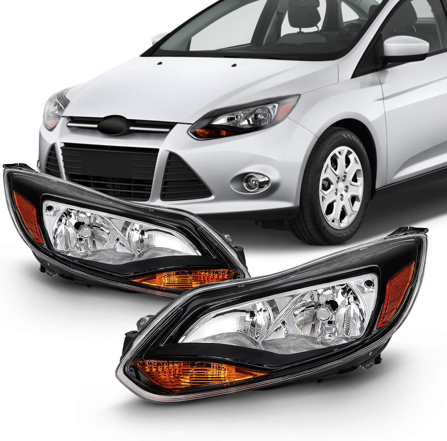 Black Trim Halogen Headlights Pair K57681