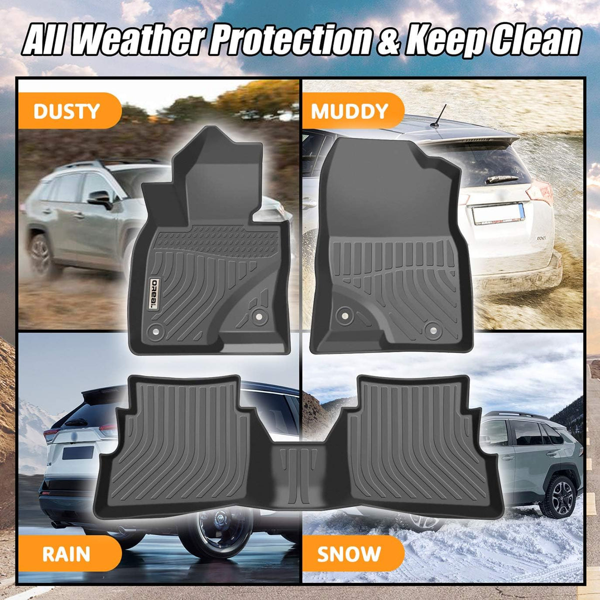 Black Floor Mats Replacement for Mazda CX-5 Front and Rear Car Carpet R904271