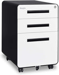 3 Drawer Metal Gray White Rolling File Cabinet with Lock Y218