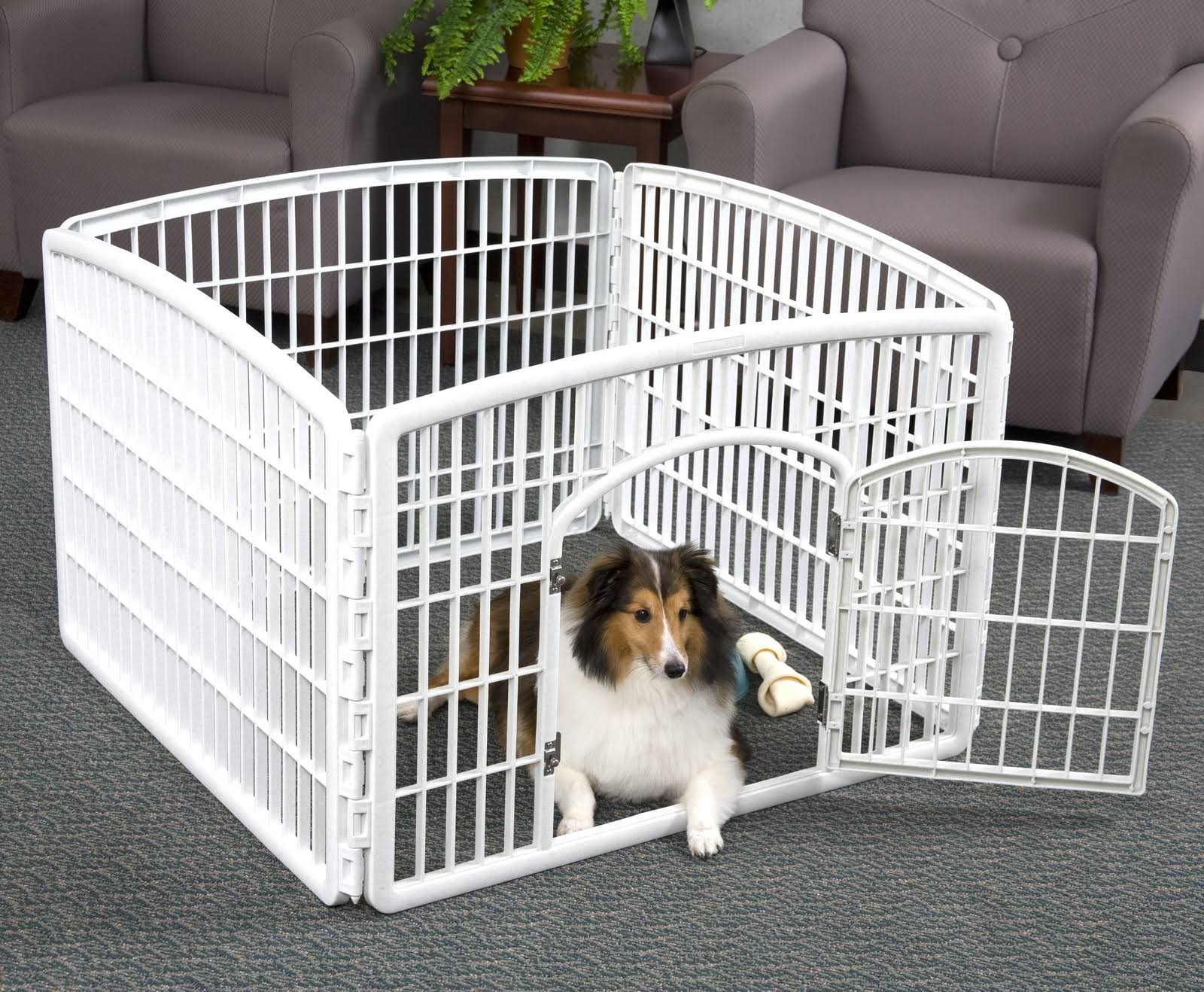 4-Panel Plastic Pet Playpen with Door S132987