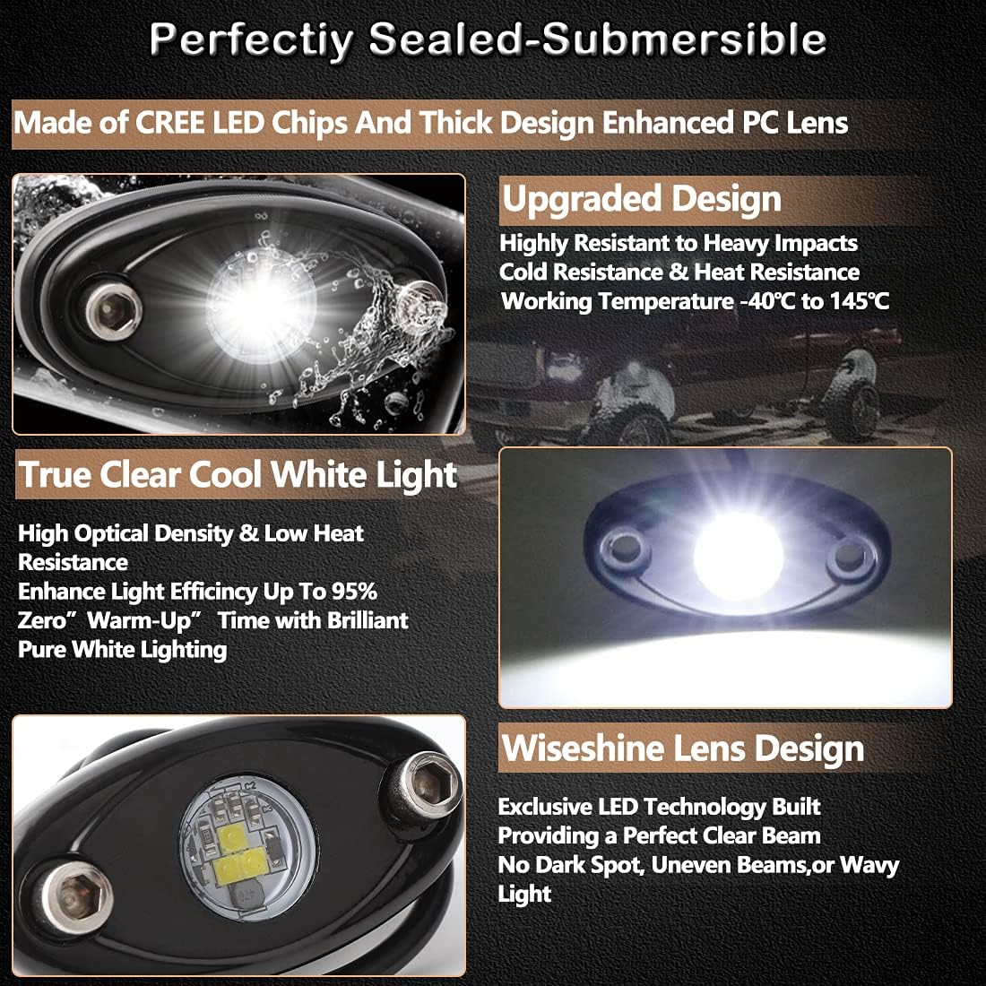 White LED Rock Lights 16PCS Waterproof P822