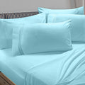 6 Piece California King Microfiber Bed Sheet Set with Extra Pillowcases, Deep Pockets Fitted Sheet, Aqua Light Blue G354