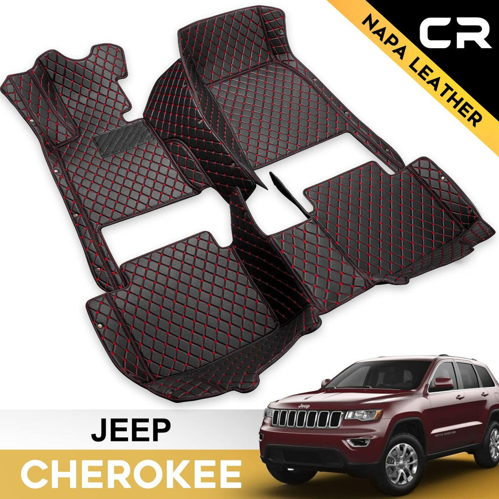 Leather Car Floor Mats Custom Fit 1st & 2nd Row Black V8134