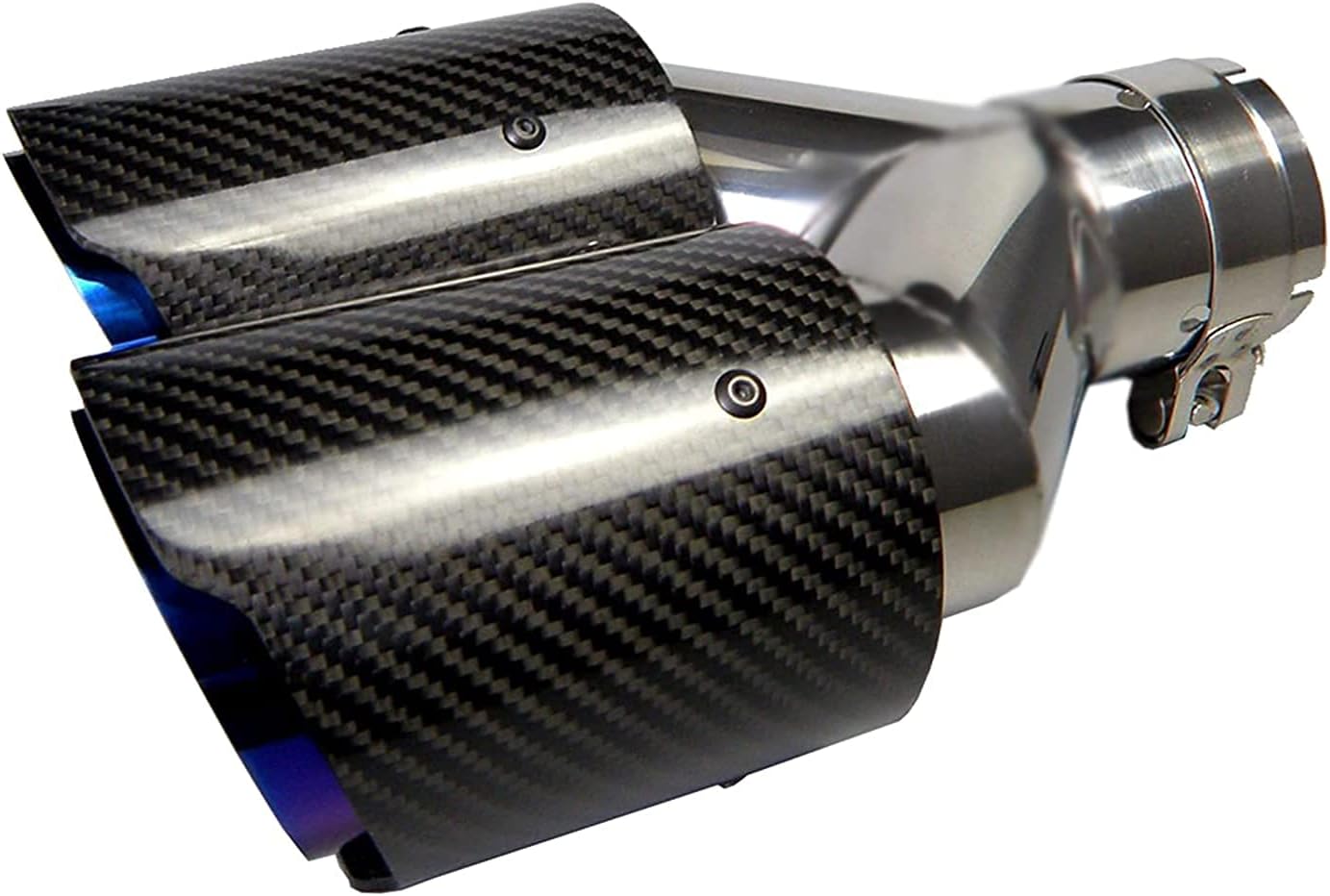 2.5" Inlet 63mm Double Exhaust Tip Carbon Car Exhaust Pipe Rear Tip 3.5" Outlet Glossy Blue V524410
