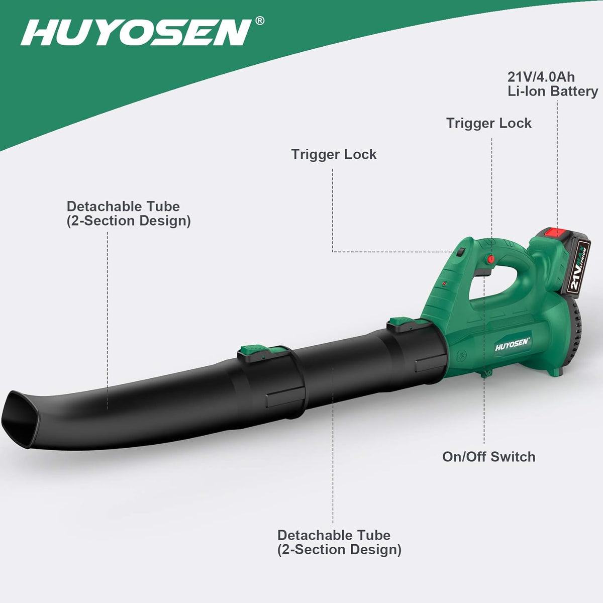 21V Cordless Handheld Leaf Blower with 4.0Ah Battery S695389