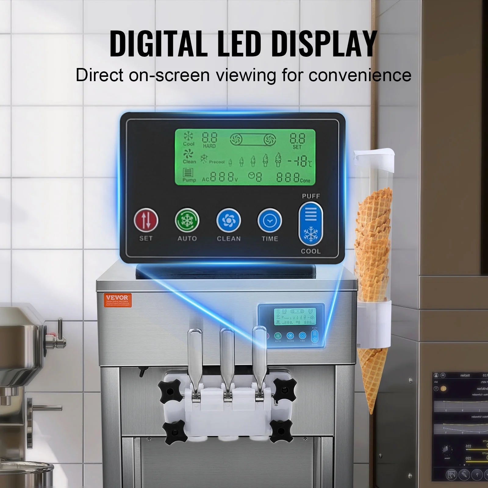 Commercial Soft Serve Ice Cream Machine 3 Flavor Countertop E838226