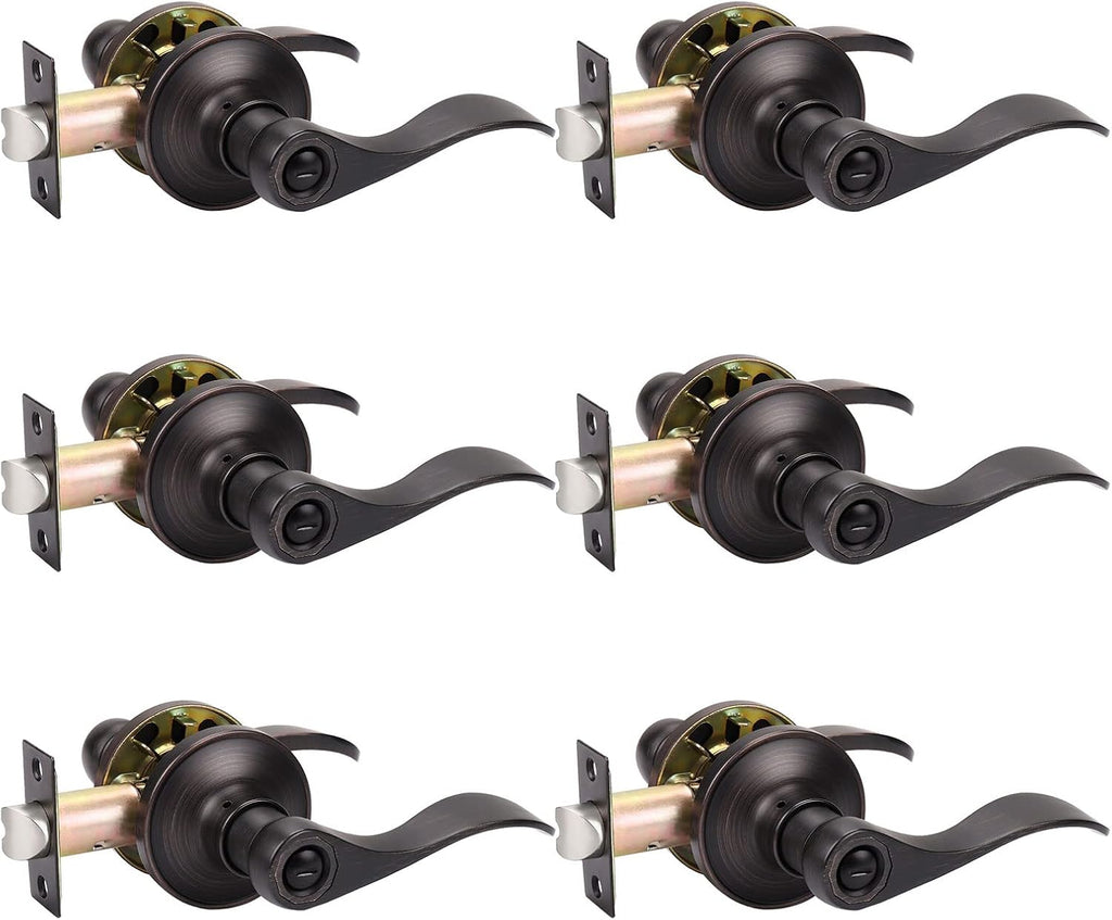 8 Pack Matte Black Privacy Door Knobs with Thumb Turn Lock F3084