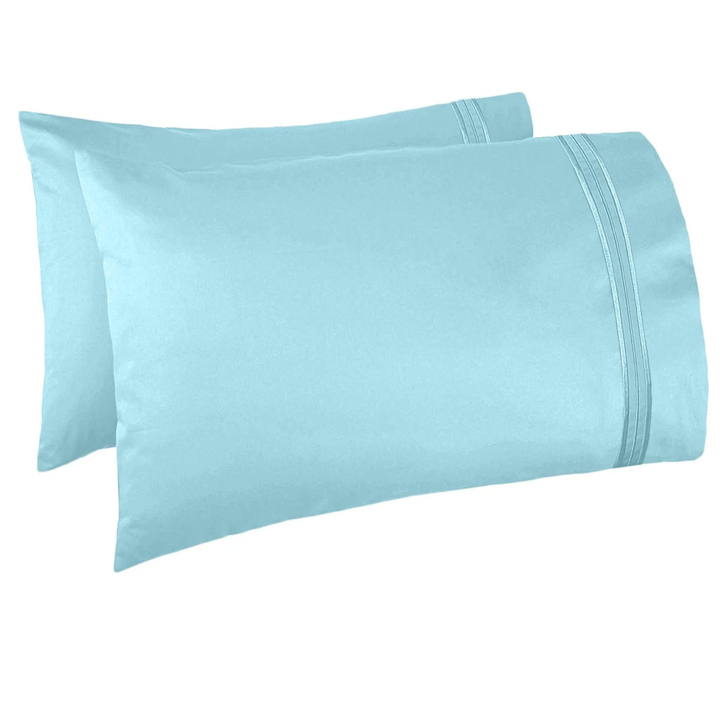 6 Piece California King Microfiber Bed Sheet Set with Extra Pillowcases, Deep Pockets Fitted Sheet, Aqua Light Blue G354