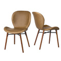 Brown Leather Dining Chairs Set of 2 P5583