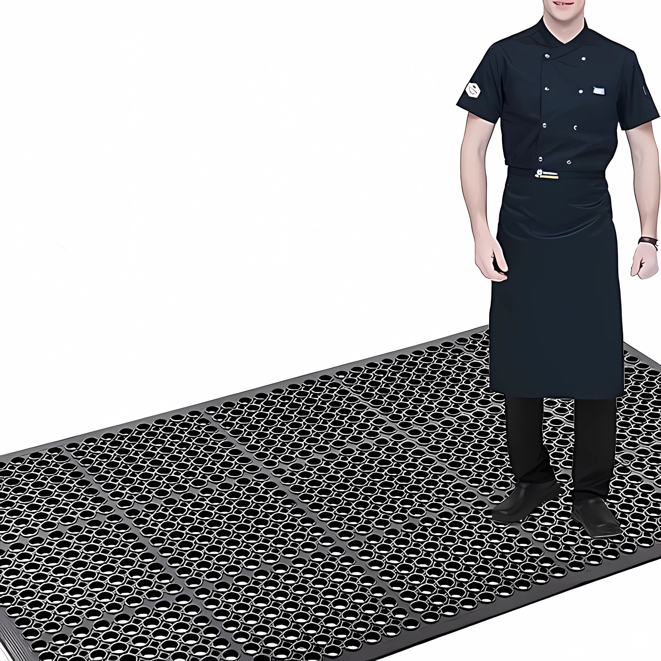 Black Non-Slip Rubber Kitchen Floor Mat H84353