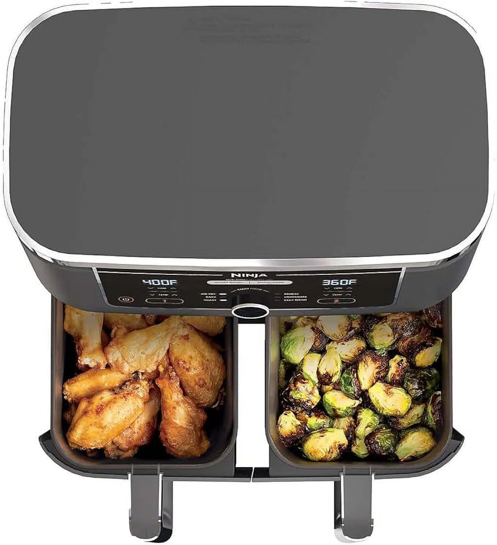 Open Box 10qt XL 2 Basket Air Fryer Grey H1819