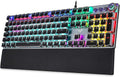 Retro Steampunk Mechanical Gaming Keyboard, Metal Panel, Black Switches, LED Backlit, USB Wired, Hand Rest, Typewriter-Style Round Keycaps V772570