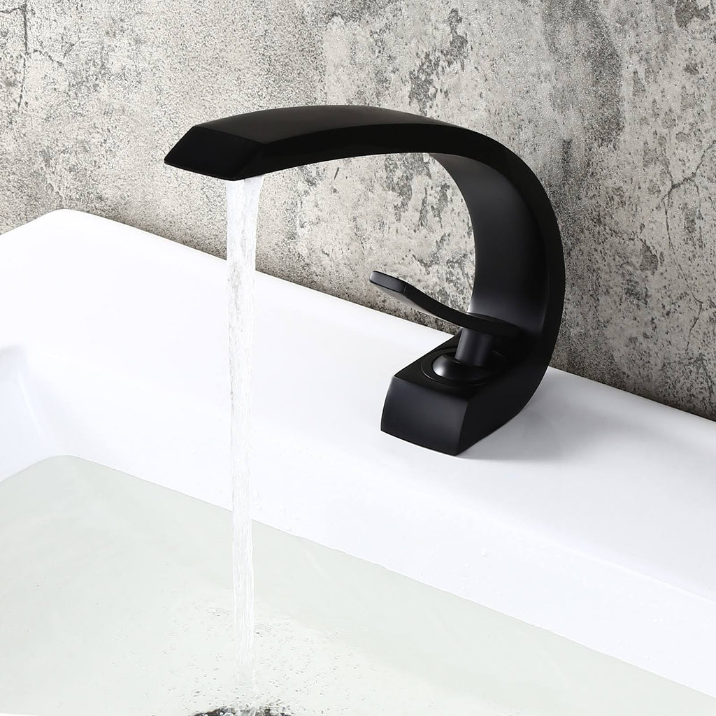 Matte Black 1-Handle Sink Faucet with Pop Up Drain Y70721