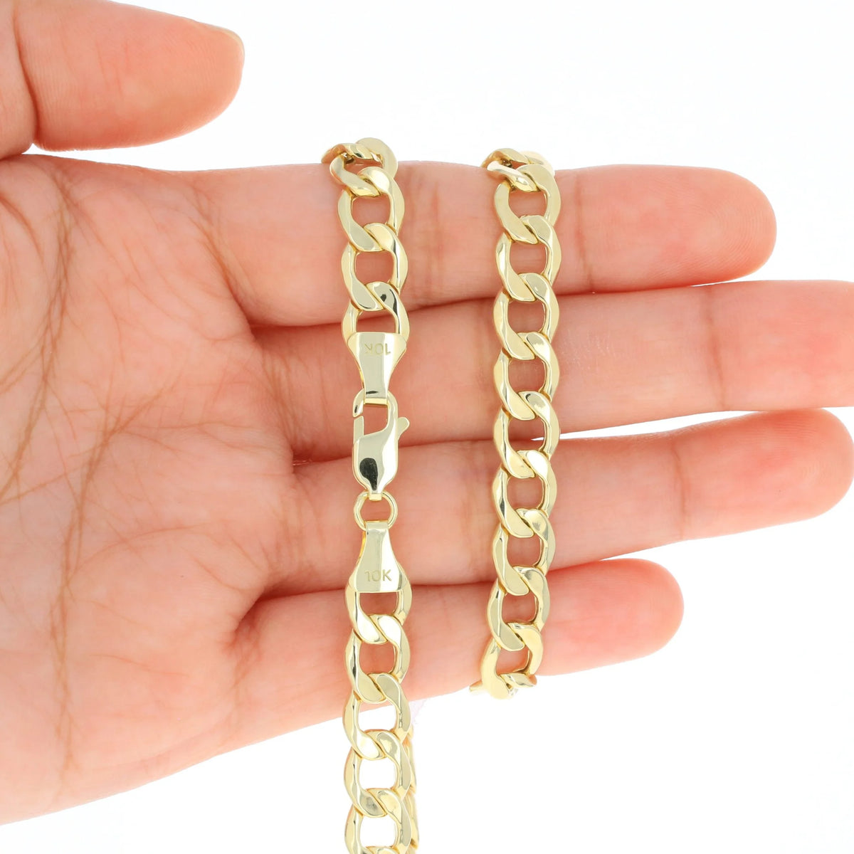 10k Yellow Gold 8mm Cuban Link Chain Bracelet X6676