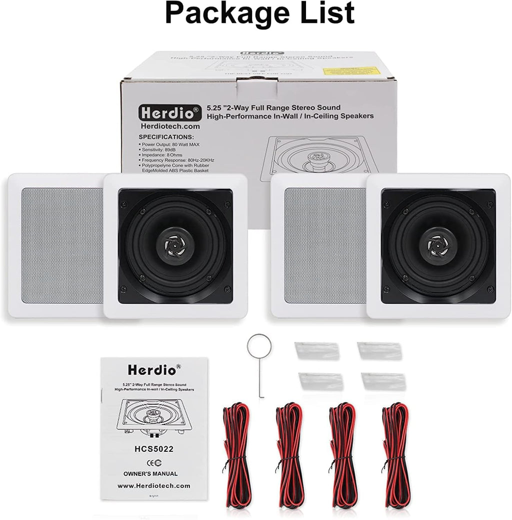 5.25 Inch Wall Mount Ceiling Speakers (2 Pairs) P74361