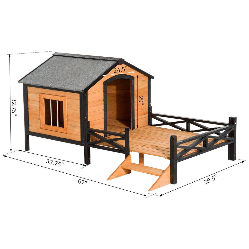 Covered Elevated Dog House with Porch D76952