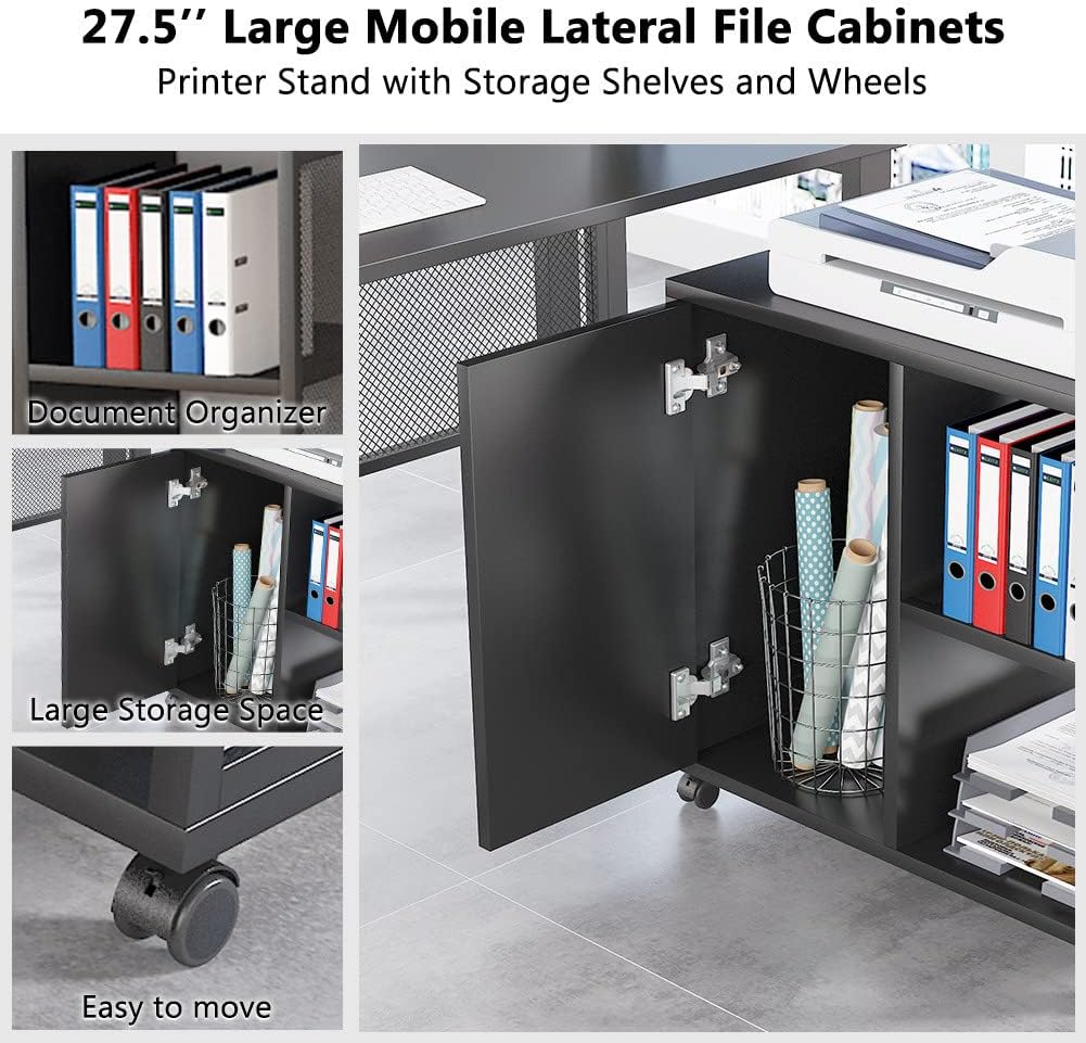 L-Shaped Computer Desk with File Cabinet M94470