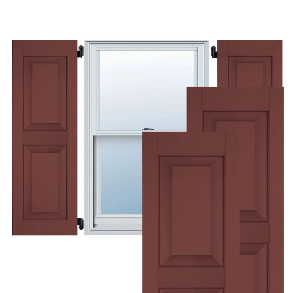 18 in. x 33 in. Exterior Real Wood Raised Panel Shutters Pair G8661