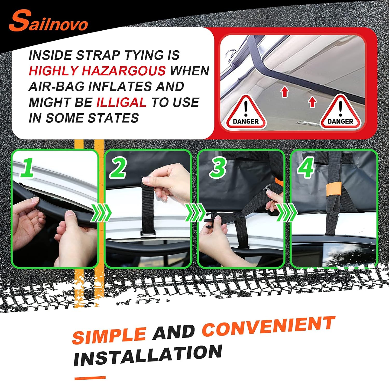 Waterproof 20 Cubic Feet Rooftop Cargo Carrier with Anti-Slip Mat and Straps Q106891