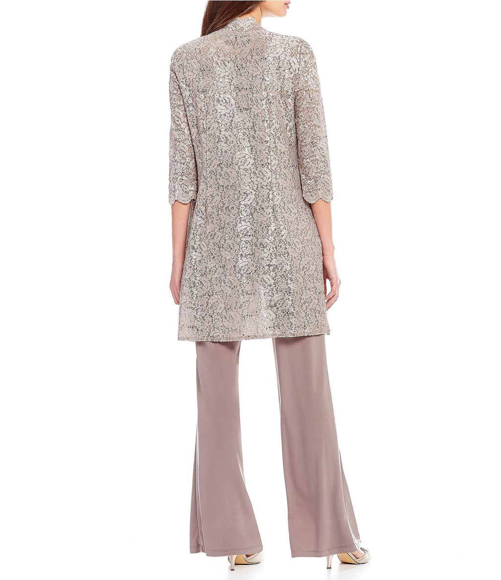 3-Piece Sequin Lace Duster Pant Set P549