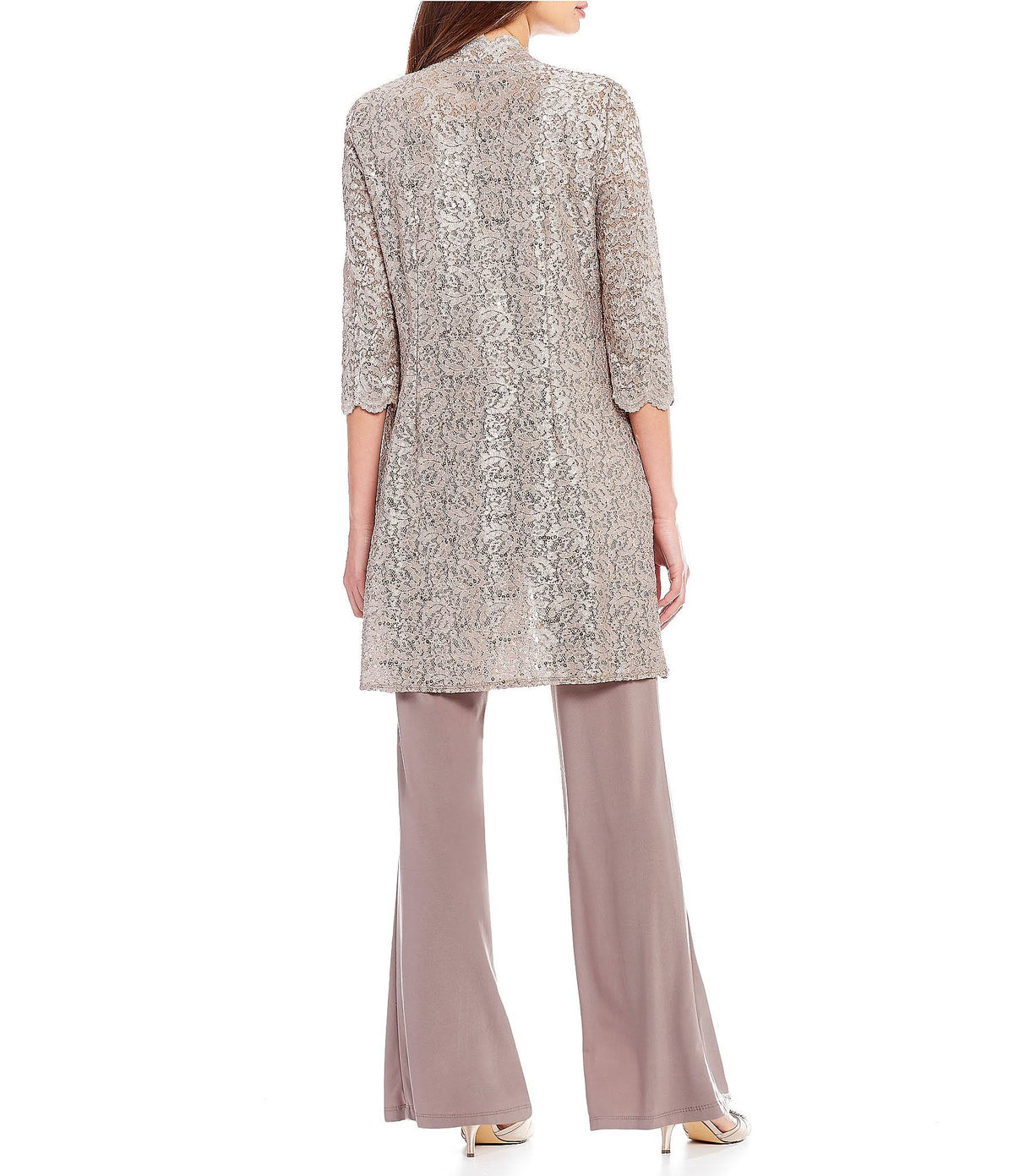 3-Piece Sequin Lace Duster Pant Set P549